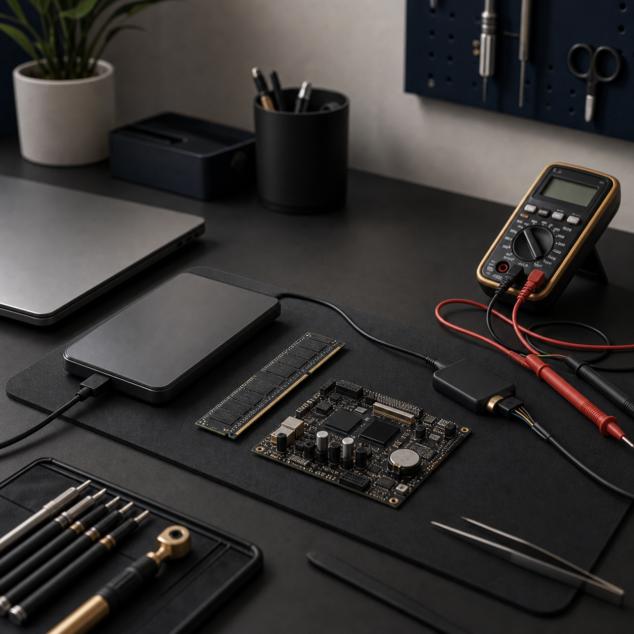 Outils de diagnostic informatique avec multim&egrave;tre, RAM et carte &eacute;lectronique